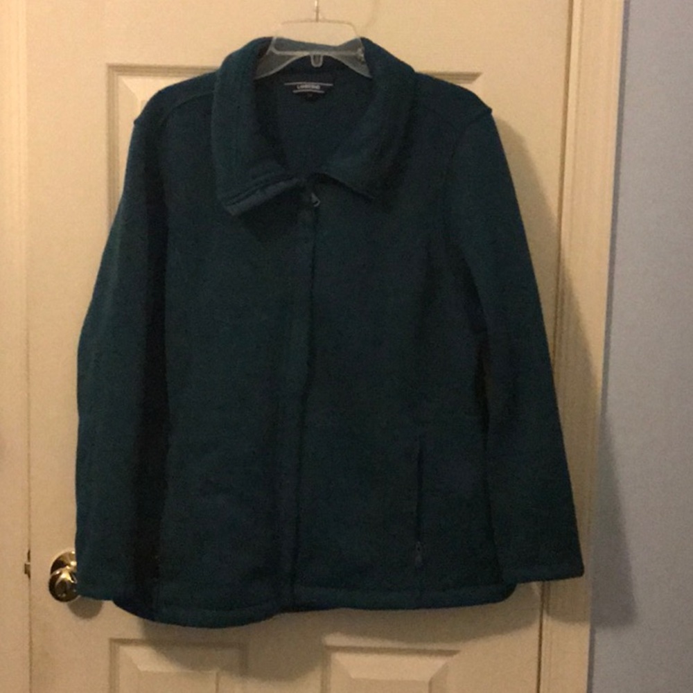 Lands End zip up fleece lined cardigan 1X